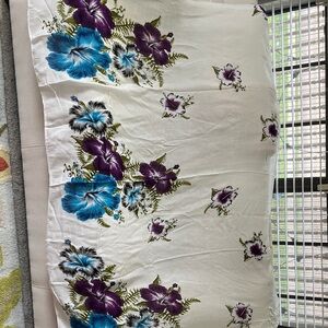 Floral Print Scarf with Blue and Purple Flowers